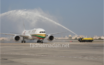 استقبال الطائرة الجديدة لطيران الخليج طراز بوينج 9-787 دريملاينر في مطار البحرين الدولي